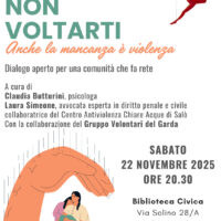 sabato 22 novembre 2025 alle ore 20.30 – NON VOLTARTI Anche la mancanza è violenza